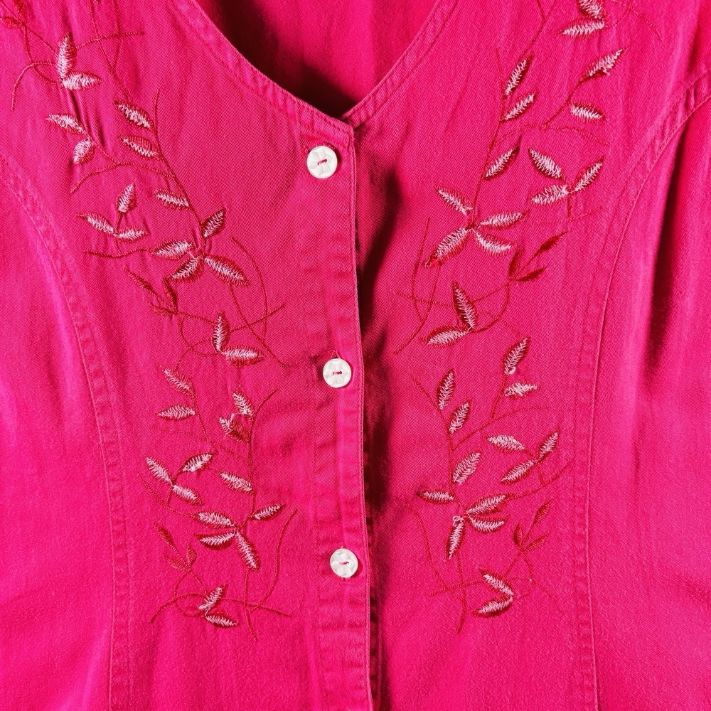 BFA Classics Button Shirt Dress Embroidery VTG Modest Sz 18 Cotton Breathable - Picture 2 of 10